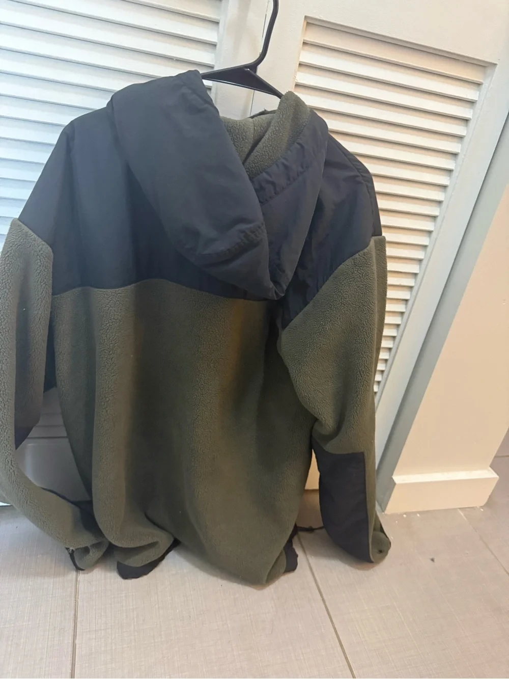 The North Face Olive Green & Black Hooded Fleece Jacket